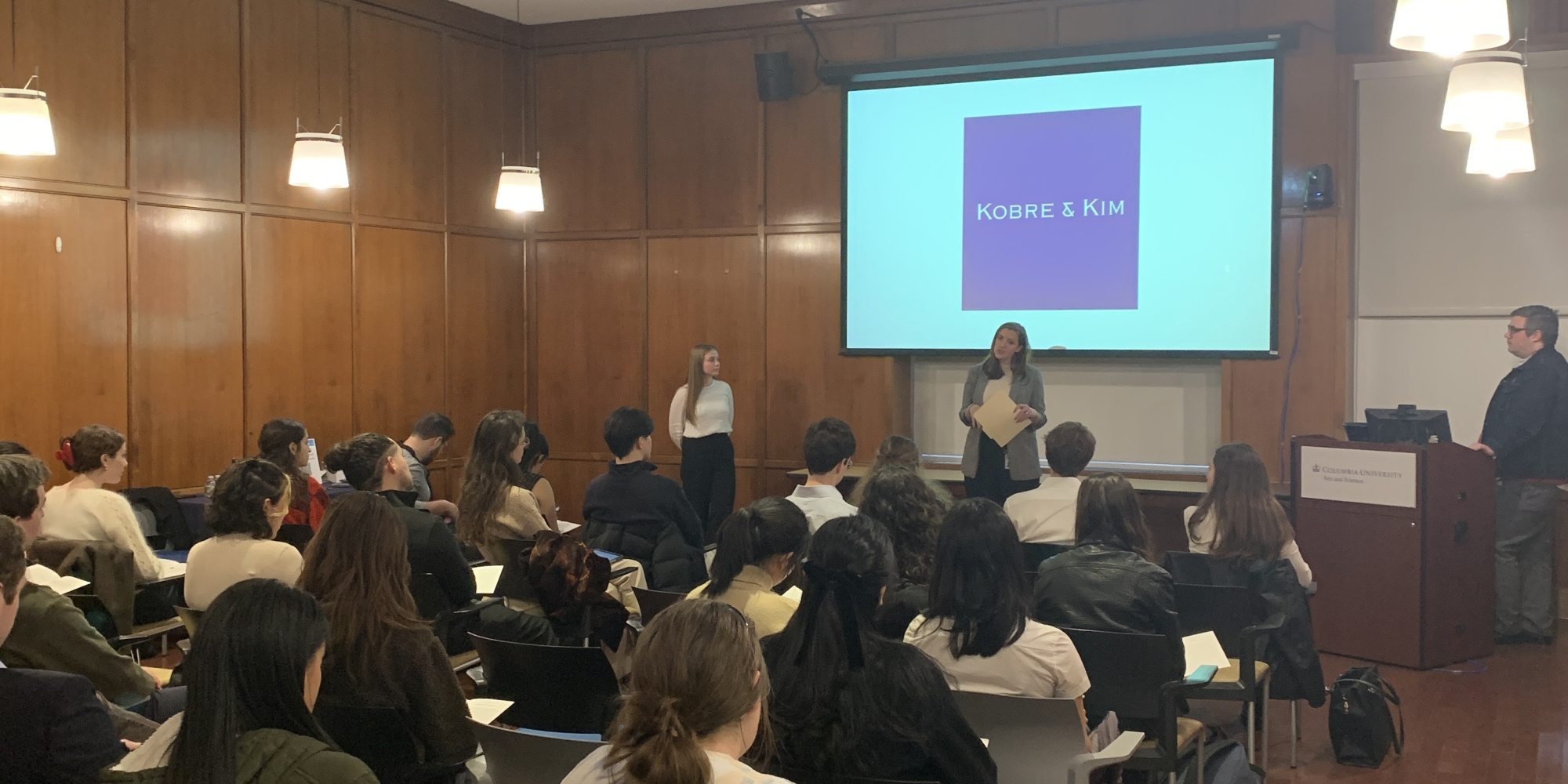 An employer presents in front of a student audience