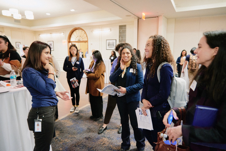 A female recruiter addressing a group of Columbia undergraduate students at the 2023 Diversity Recruiting Showcase