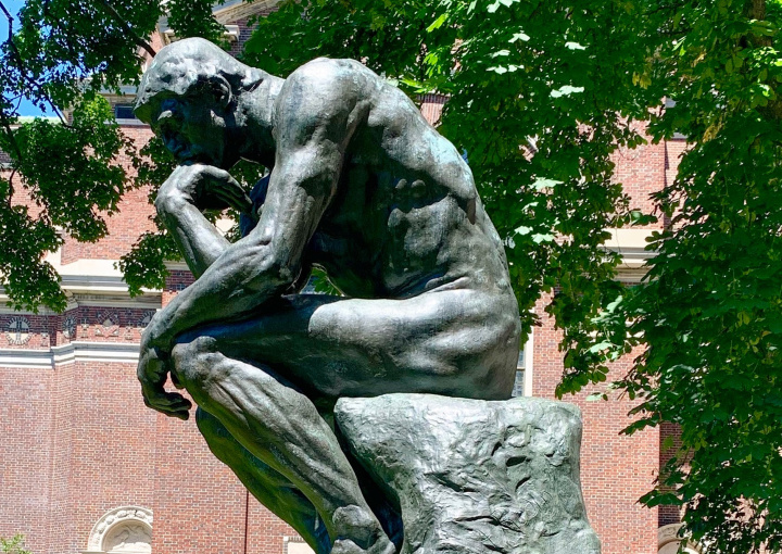 The Thinker statue on campus