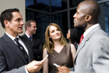 People exchanging business cards